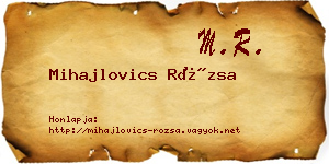 Mihajlovics Rózsa névjegykártya